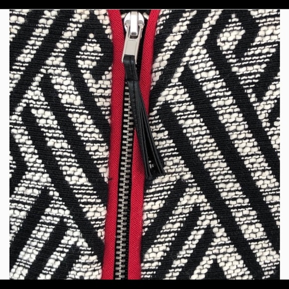 H&M Aztec Key Print Moto Blazer Black Size 10 - Picture 7 of 9